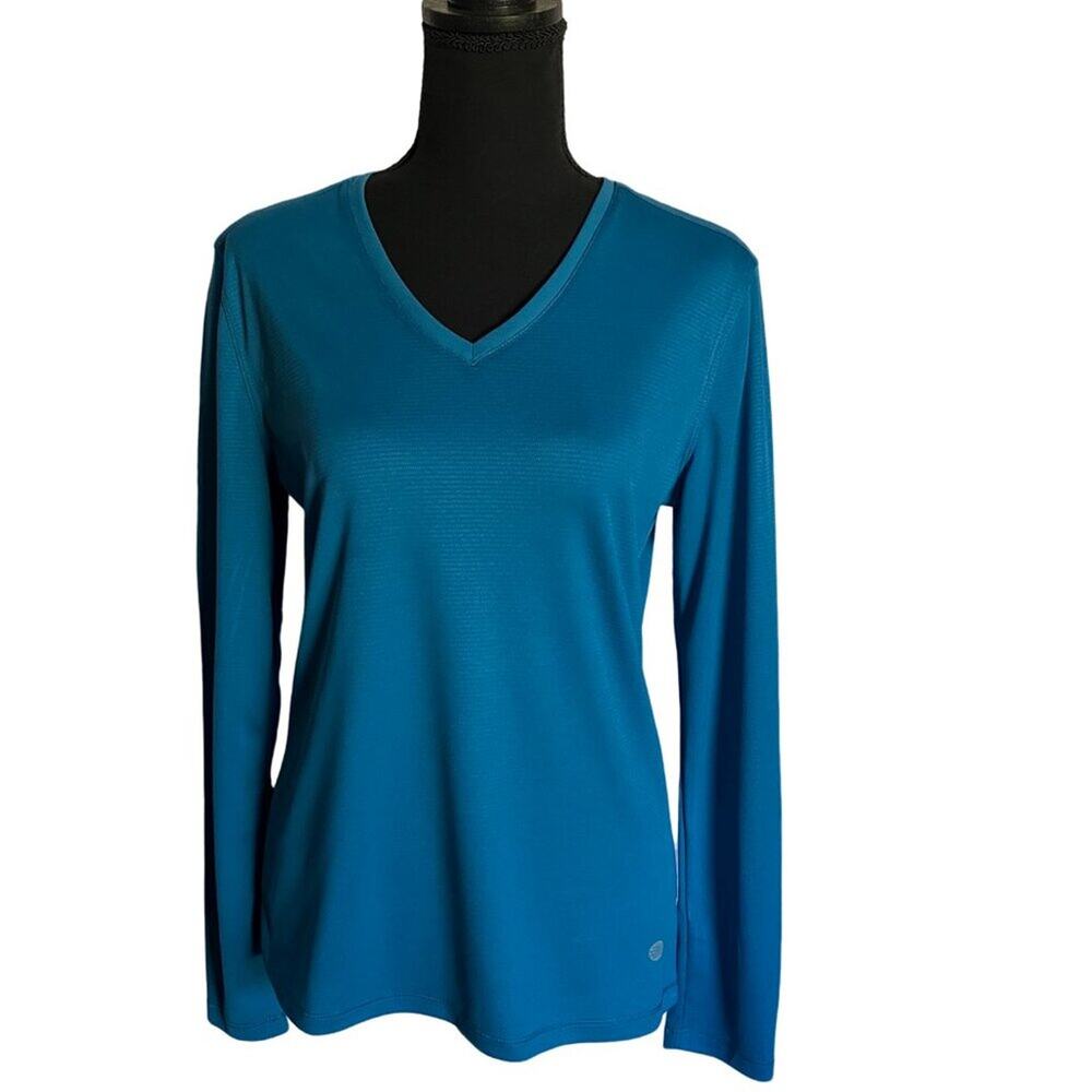 SPF Uv Long Sleeve V-Neck Top Teal Blue Size Small By Reel Legends